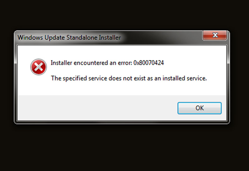 The specified service does not exist as an installed service, 0x80070424