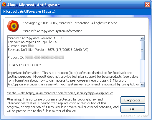 microsoft beta spyware removal