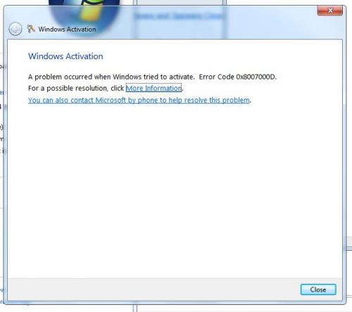 screen shot after attempt to activate windows with  win7ULTIMATE key.JPG