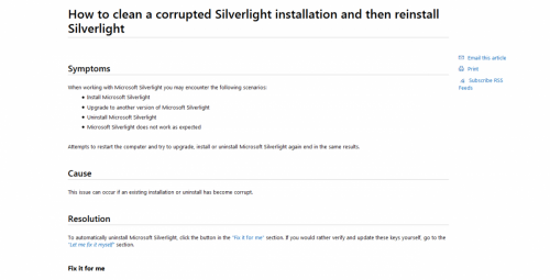 How to clean a corrupted Silverlight installation adn then install Silverlight part 1.PNG